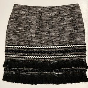 H&M Skirt Tweed Miniskirt Fringe Size 10